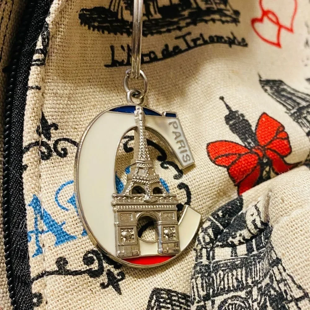 Handmade Paris Eiffel Tower French Romance Vintage Backpack With Keychain